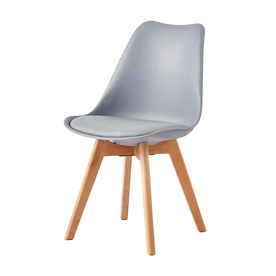 image 1 of Set of 2 Dining Chairs with Solid Wooden Legs and Seat Cushion Pad Grey - Eva by MCC