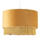 image 1 of Modern Ochre Mustard Drum 14" Pendant Shade with Tassels and Embroidered Trim | Yellow | Ochre | 1