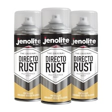 Jenolite Directorust Metallic Gloss Primer Paint - Bright Gold - 400ml Spray Can - 3-Pack