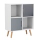 image 1 of White 4-Cube Storage Unit with 2 Metal Handle Doors and Legs | Grey | Grey & Beech | 1