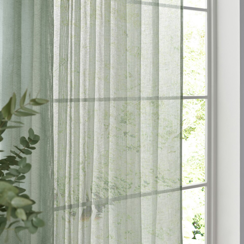 image 1 of Yard Nimbus Sheer Eucalyptus Tie Top Curtain Panel 290 x 250 cm Multi