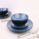 image 3 of 12pc Reactive Glaze Blue Dinner Set