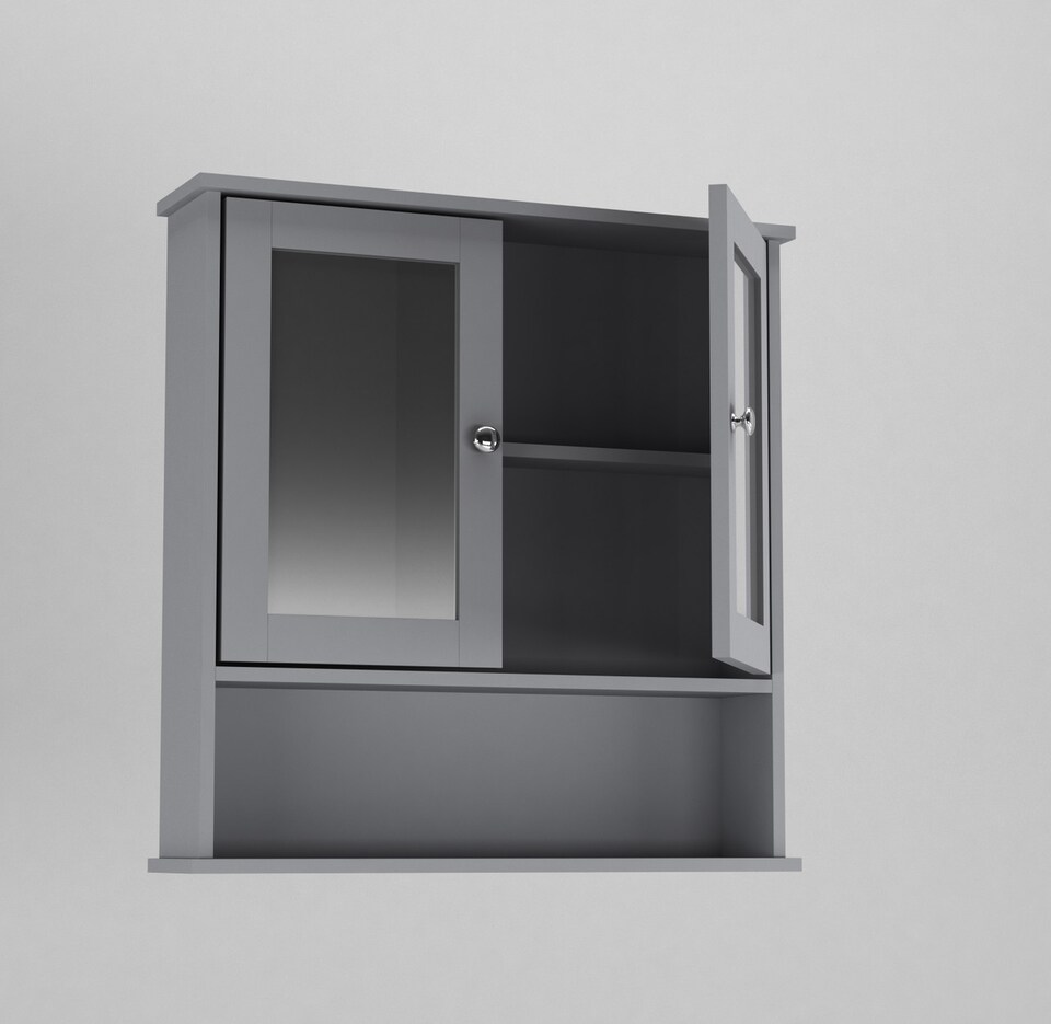 image 1 of Wall Mirror Cabinet | Grey | 64 x 12 x 34 | 1