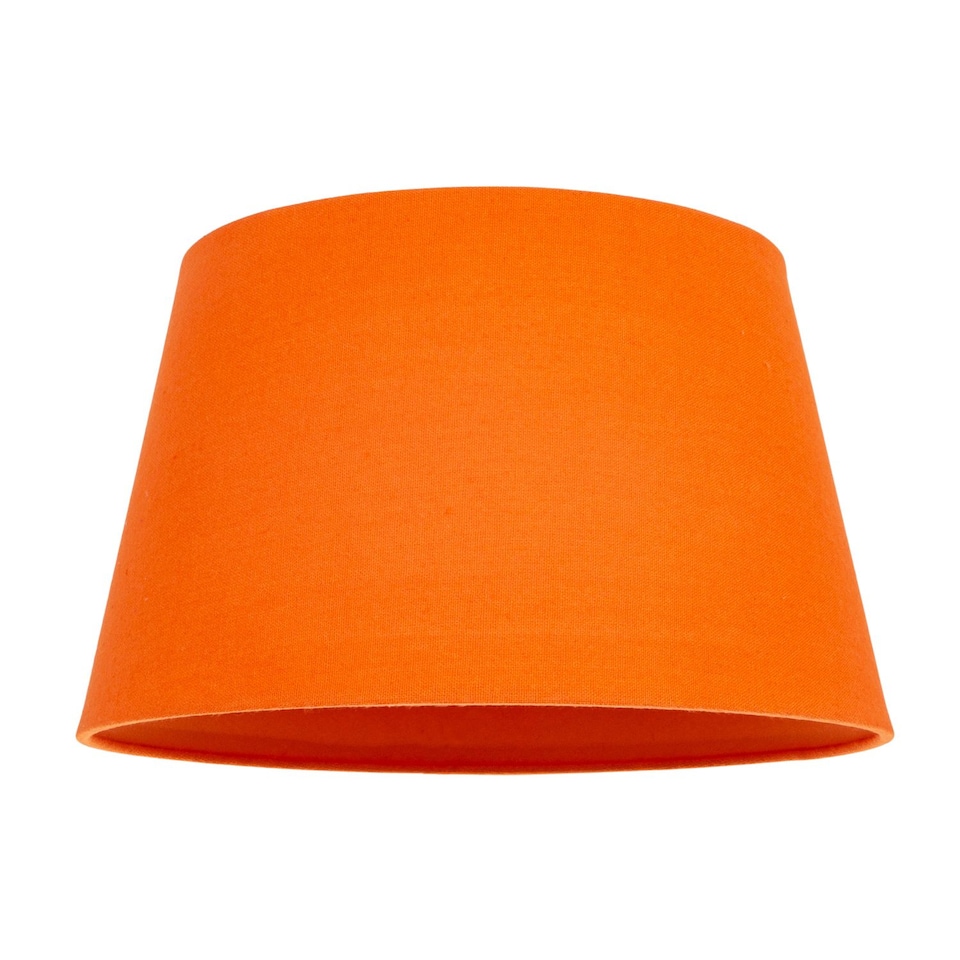 image 1 of Traditional 30cm Vivid Orange Linen Fabric Drum Table/Pendant Shade 60w Maximum | Orange | Orange | 1