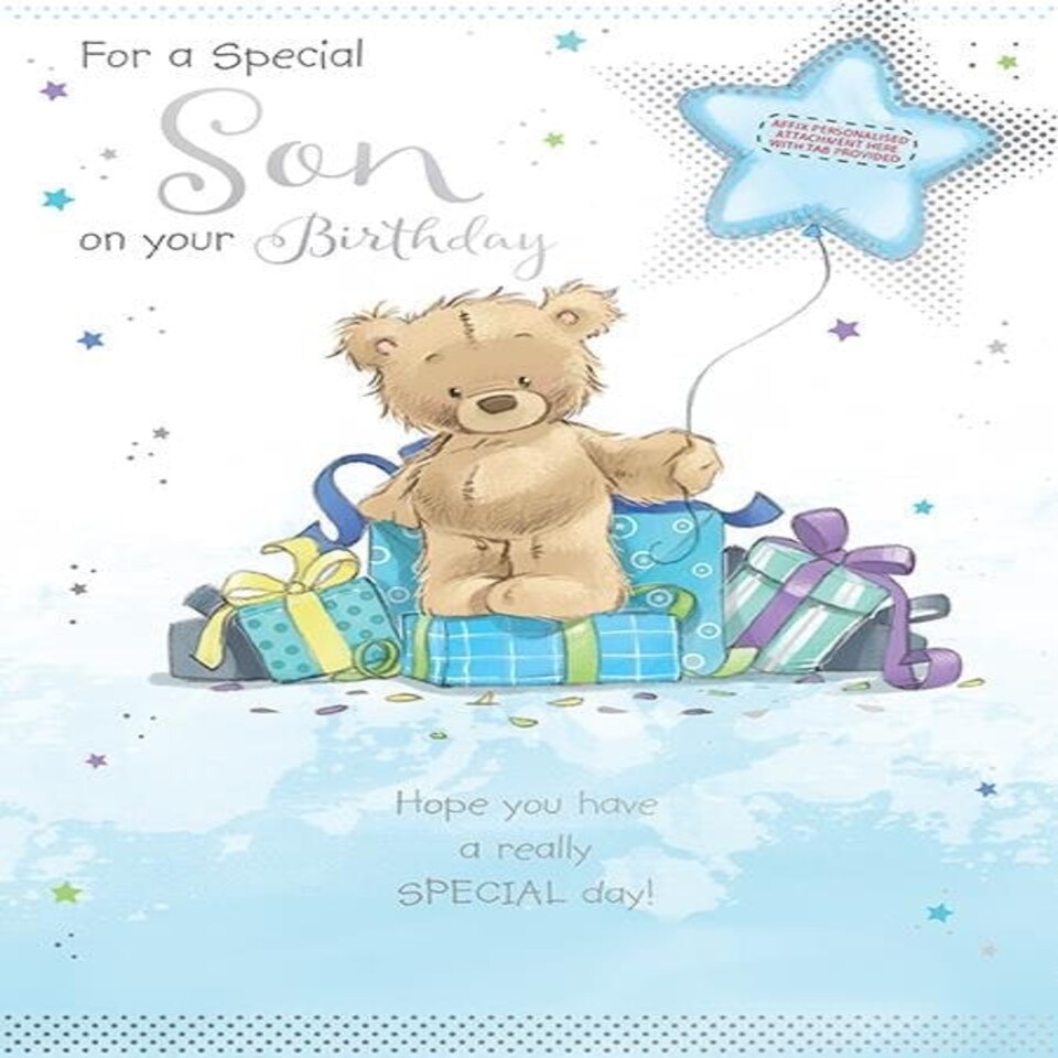 Words 'n' Wishes Traditional Son Birthday Card Suitable for ages 1-4, Young Son Birthday Card, Multi-Coloured