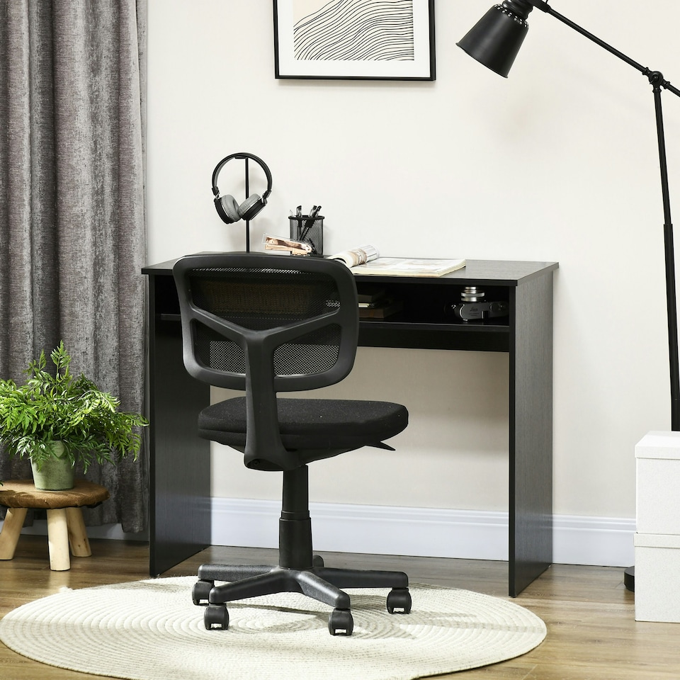 image 1 of HOMCOM Computer Desk Writing Table Study Workstation Storage Black Wood Grain