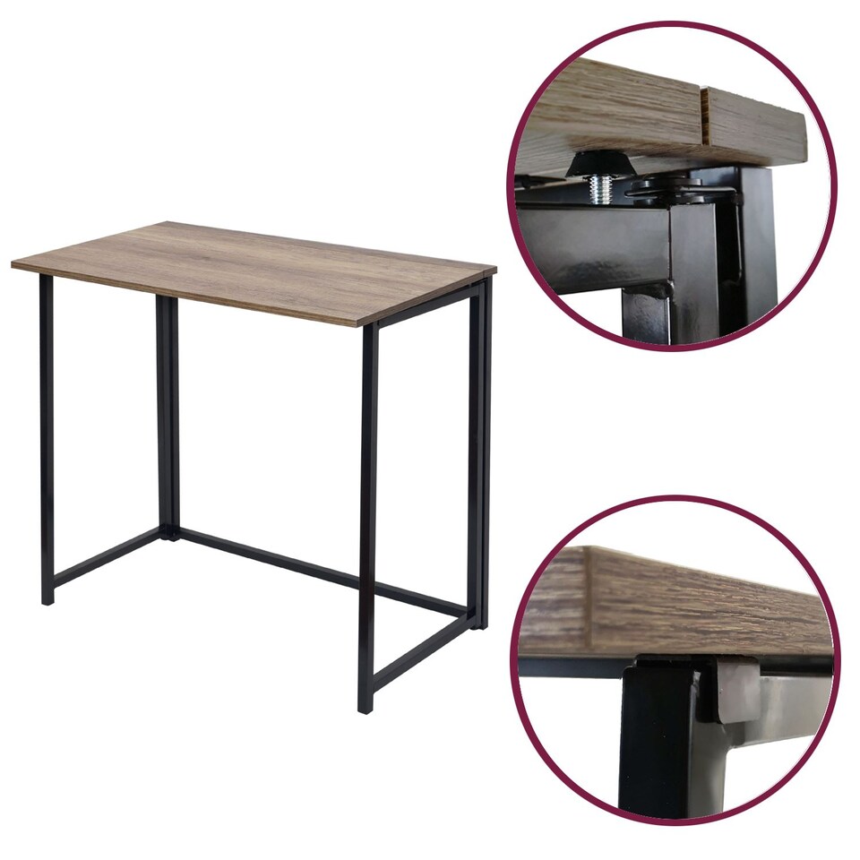 image 1 of House of Home Computer Desk Brown Wood Foldable Study Coffee Table Laptop Office PC Folding for Storage | Brown