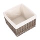 image 3 of Medium Square Antique Wash Lined Storage Basket | White | White | L