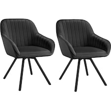 Lounge Armchair Living Room Accent Chair 360 Swivel Slim Steel Legs Velvet Fabric | Black | black | 2