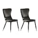 image 1 of Set of 2 New York Modern Velvet Dining Chairs with High Back, Black Metal Legs | Grey | Silver End Tips