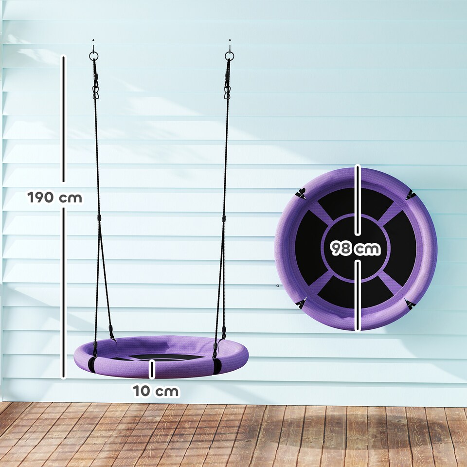 image 1 of AIYAPLAY Nest Swing Set, 100 cm Saucer Tree Swing Set for Kids, Purple