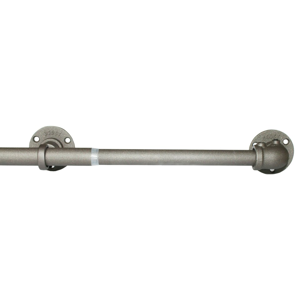 Gun Metal Industrial Room Darkening Extendable Metal Curtain Pole Set 70 - 120cm Grey | Grey