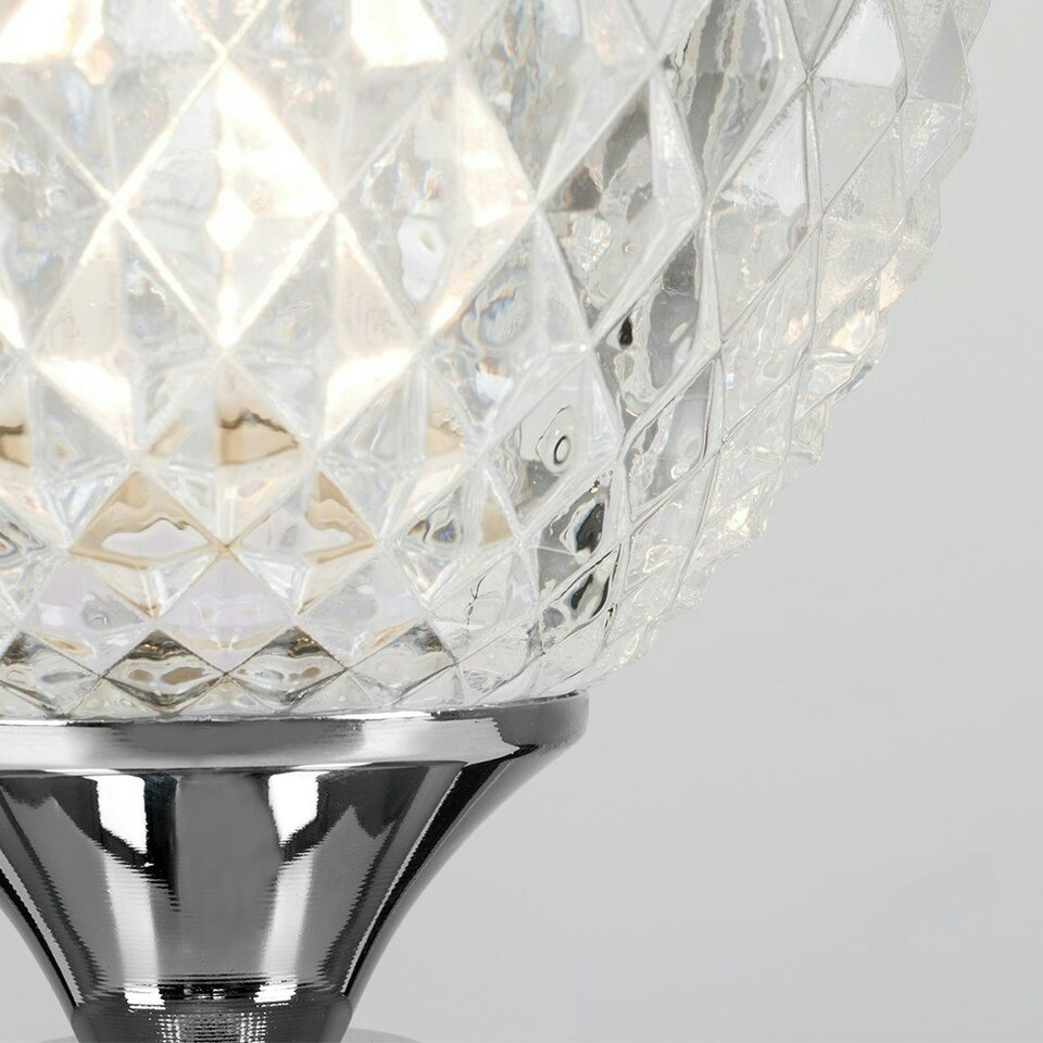 image 1 of ValueLights Pair Of Modern Silver Chrome And Decorative Glass Bedside Touch Table Lamps Chrome