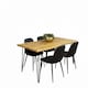 image 1 of Dining Table Set and 4 Black Faux Leather Chairs Kitchen Dining  Furniture