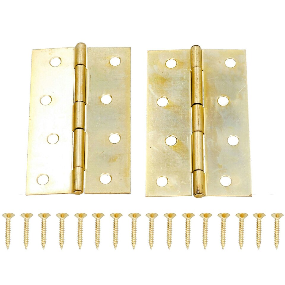 image 1 of 4" (100mm) Brass Plated Steel Door Cabinet Closet Gate Hinges Butt Hinge 4pk Gold