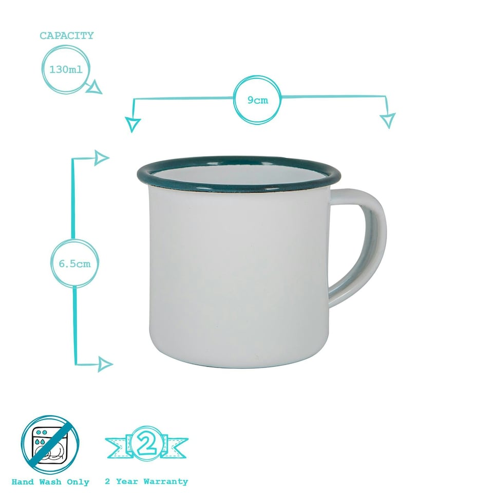 image 1 of Argon Tableware White Enamel Espresso Cups - 130ml - Green - Pack of 6 | Green