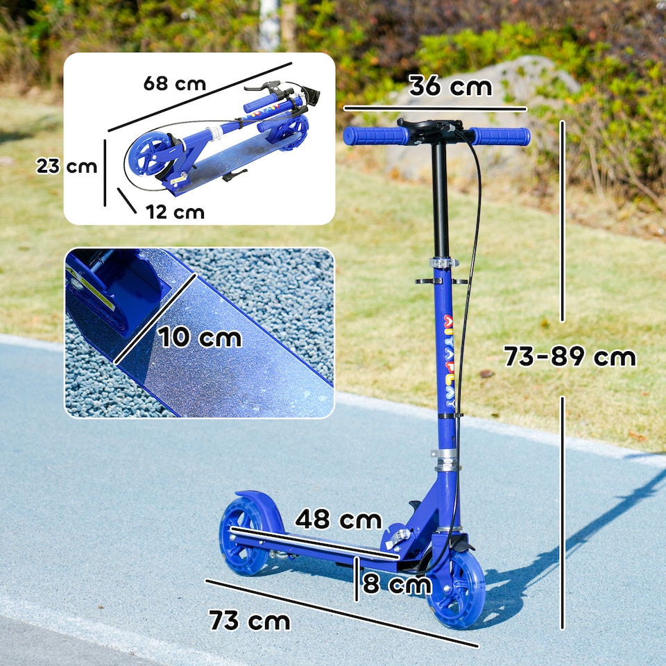 image 1 of AIYAPLAY Scooter for Kids, Folding Kick Scooter w/ Adjustable Handle, Blue