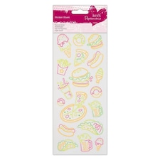 Neon Glitter Stickers - Fast Food