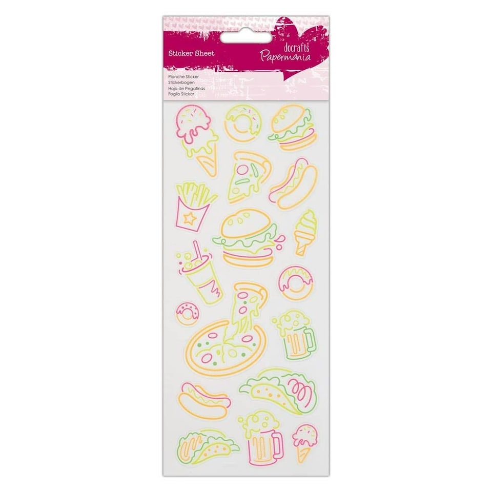 Neon Glitter Stickers - Fast Food