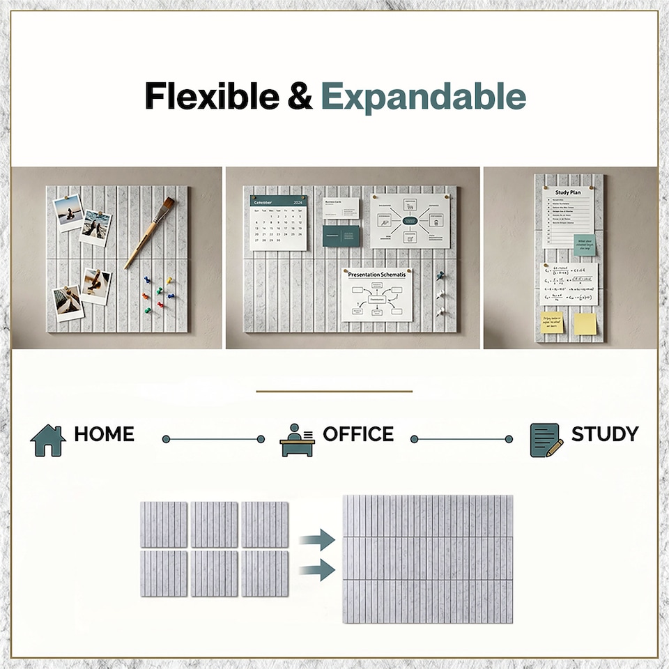 image 1 of Levede Felt Notice Board 6 Pack Wall Tiles Pin Board Self Adhesive Grey 30x30cm