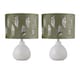image 1 of Set of 2 Tuscan - White Ceramic Lamps with Sage Green Fern Shade | White | Green | Large | 2