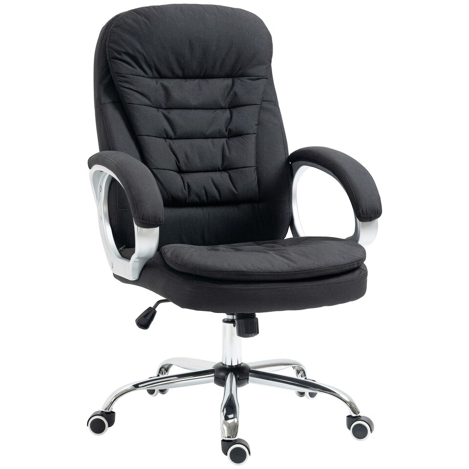 image 1 of HOMCOM Office Chair Computer Chair Executive Office Chair with Height Adjustable, Comfortable Desk Chair for Home Office Fabric Black