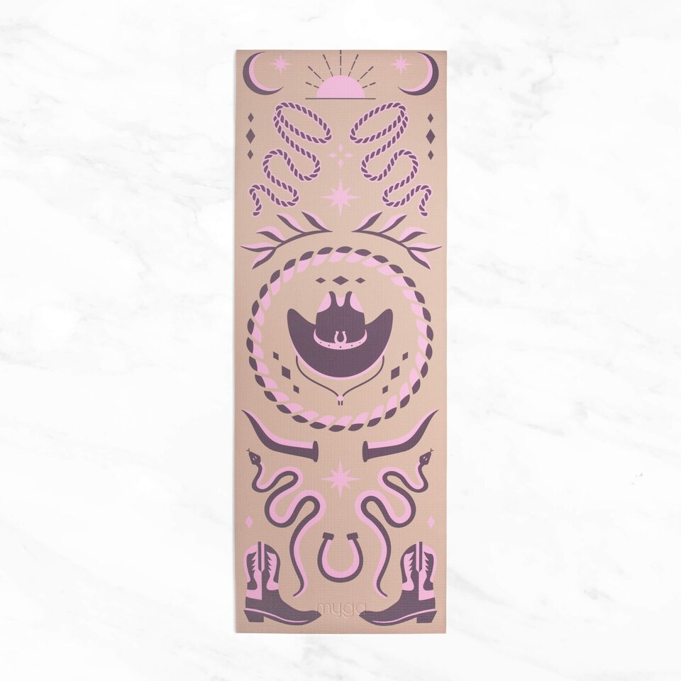 image 1 of Myga Cowgirl Print Yoga Mat | Brown