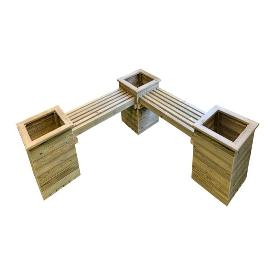 Corner Planter Bench - Timber - L194 x W194 x H55 cm - Minimal Assembly Required | Brown