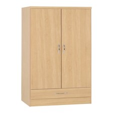 Nevada 2 Door 1 Drawer Wardrobe - L52 x W78 x H182.5 cm - Sonoma Oak Effect | Brown | Sonoma Oak