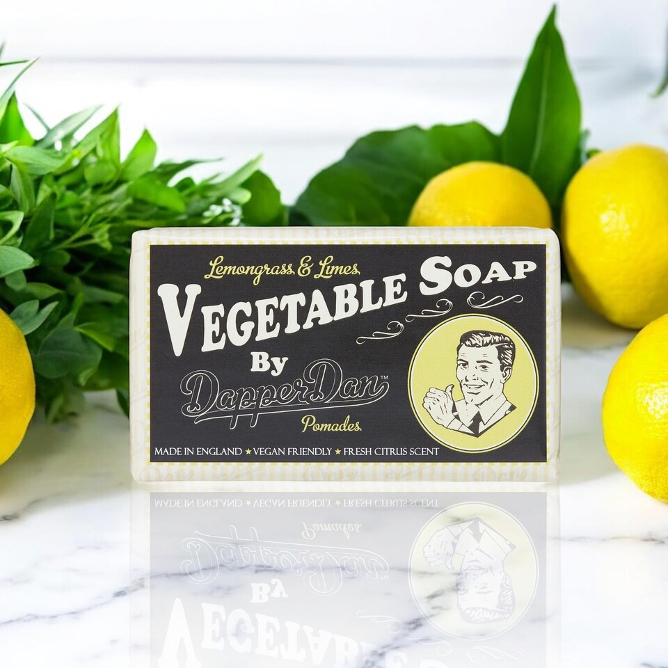image 1 of Dapper Dan Lemongrass Vegetable Soap for Men, Refreshing and Moisturising Mens Soap Bar, Scented Cleanser for Face and Body 190g