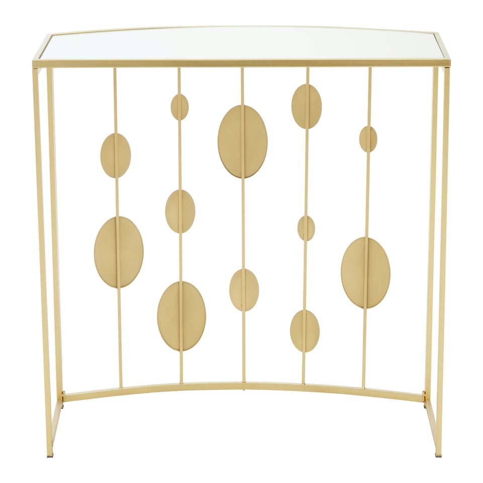 image 1 of Farran Gold Finish Console Table With Mirror Top Gold