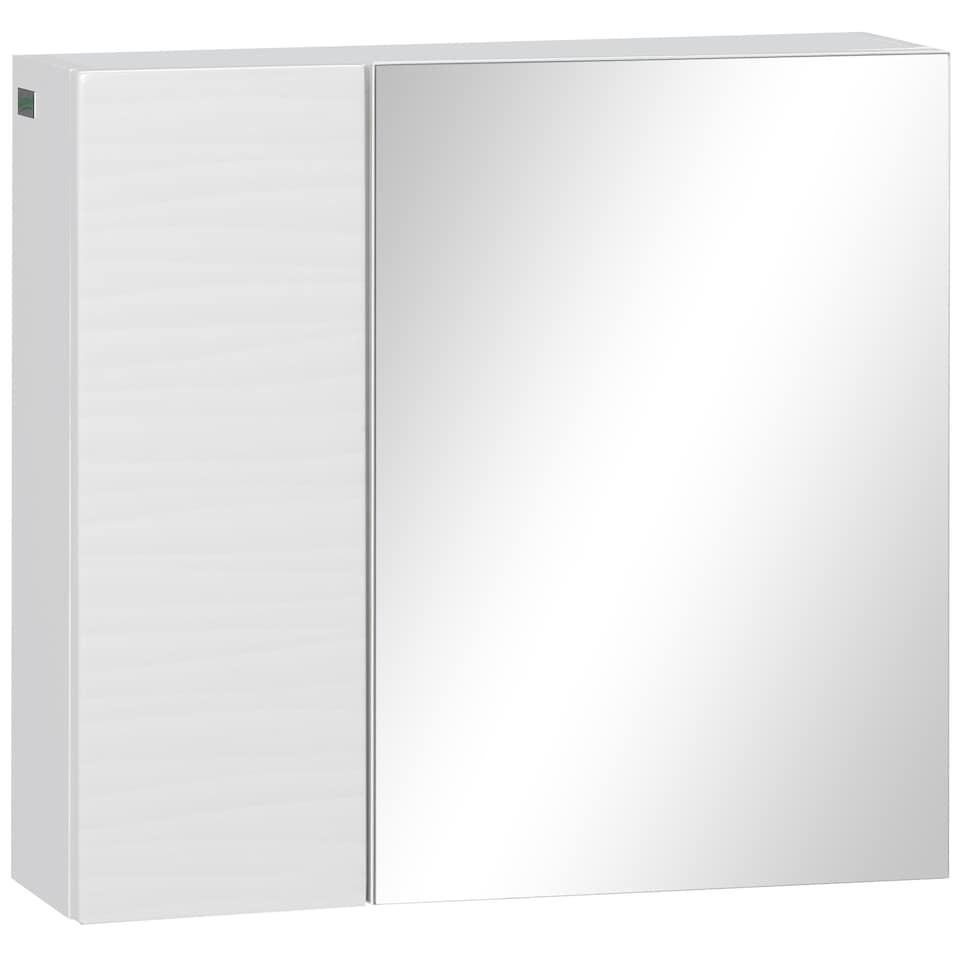 image 1 of kleankin Bathroom Cabinet with Mirror, Double Door Wall Mounted Storage Cupboard Organizer with Adjustable Shelves, White