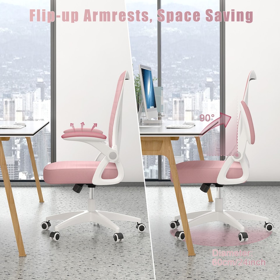 image 1 of Rattantree Ergonomic Office Chair with Flip Up Armrests & Lumbar Support