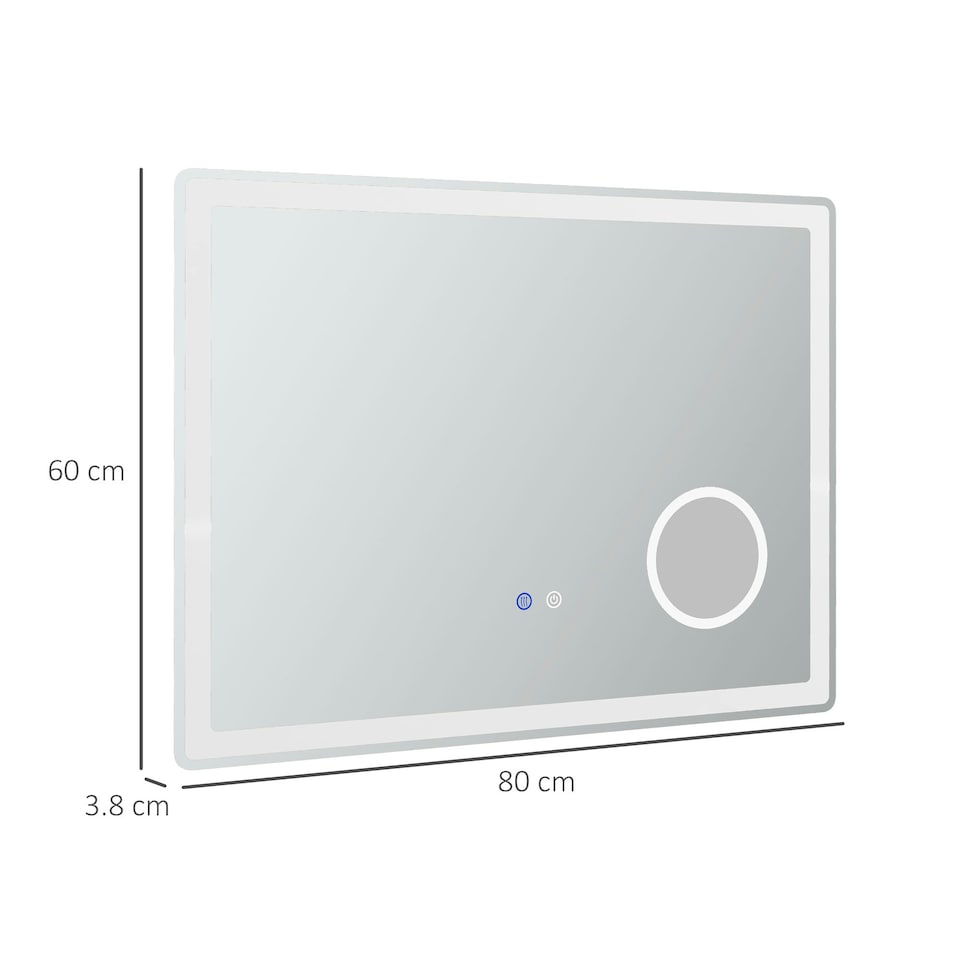 image 1 of kleankin LED Lighted Bathroom Mirror with 3X Magnifying Mirror, Anti-Fog