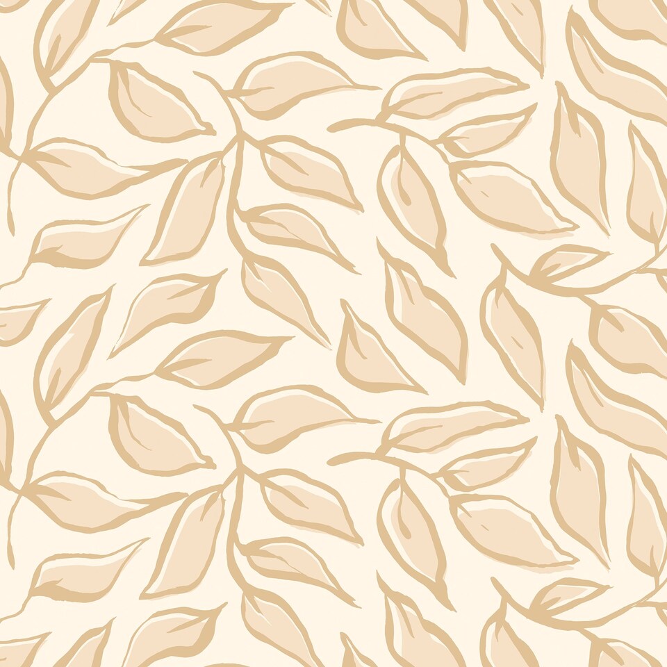image 1 of Scattered Leaf Wallpaper in Caramel Latte | Brown | Caramel Latte | 50cm x 10m