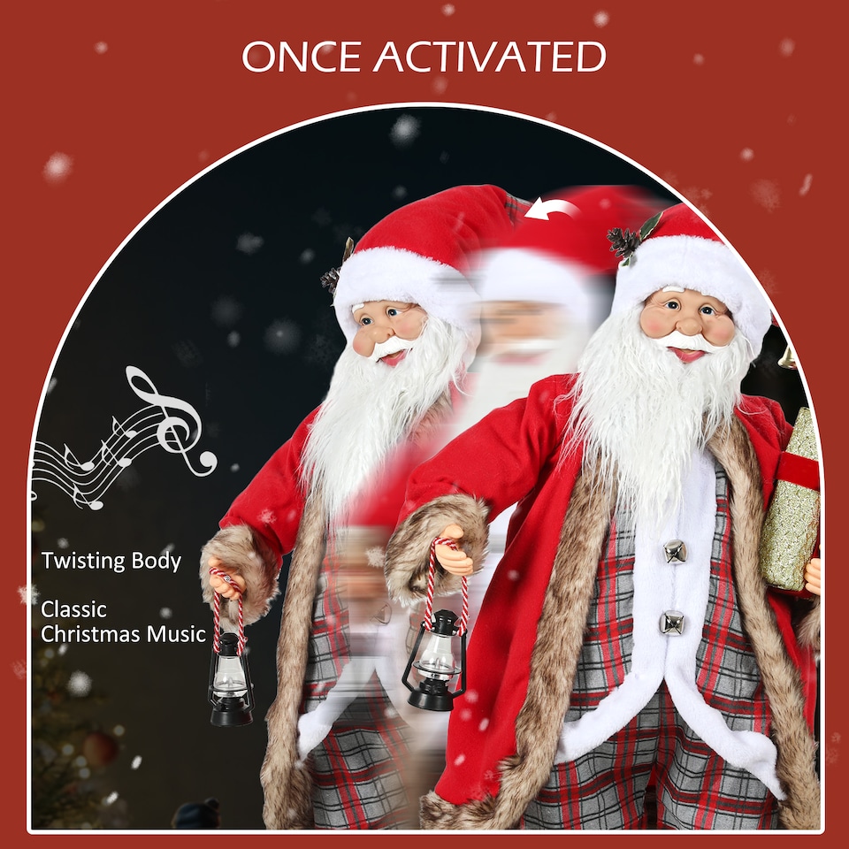 image 1 of HOMCOM Animated Santa Claus, 141cm Tall Christmas Decoration with Sound Activated and Festive Music for Party