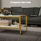 image 8 of HOMCOM Two-Tier Coffee Table with Marble Effect Shelf and Metal Frame Black