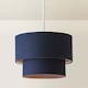 image 4 of ValueLights Jodie Two Tier Navy Linen Ceiling Drum Lamp Shade | Blue