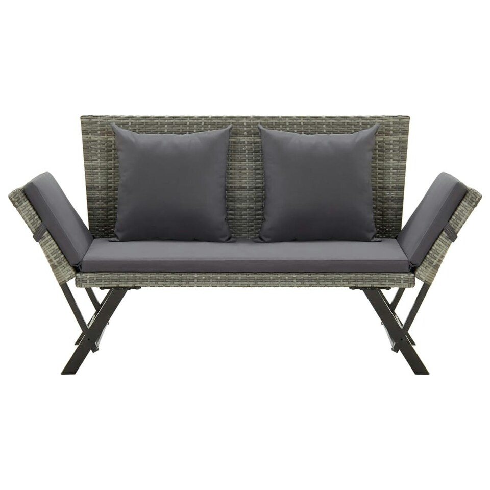 Garden Bench with Cushions Grey 176 cm Poly Rattan Tesco Groceries