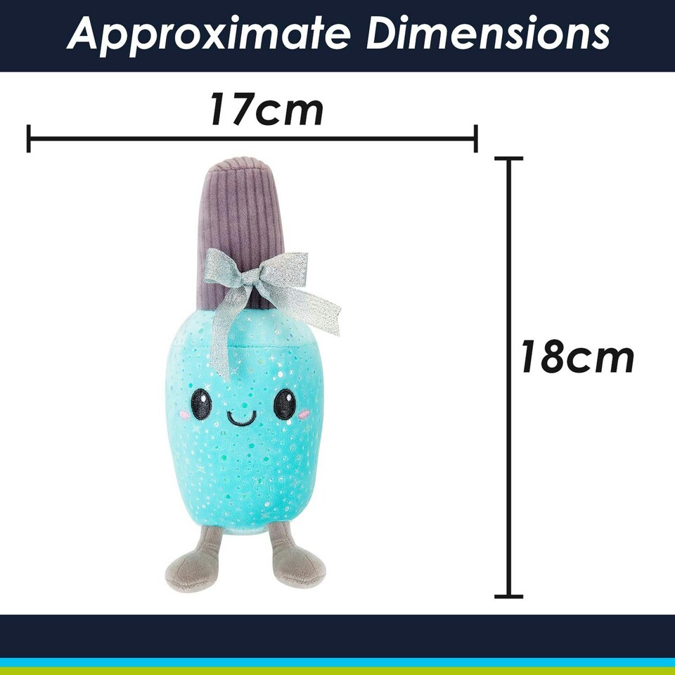 image 1 of Nail Polish Soft Toy Cute Plushie Huggable Cuddly Stuffed Toy 18cm Blue