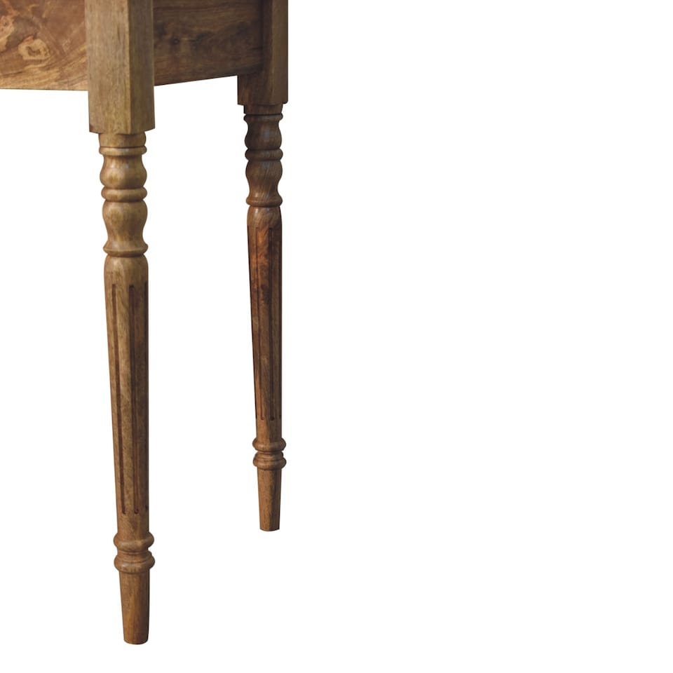 image 1 of Artisan Furniture Solid Wood Oakish Turned Leg Writing Desk
