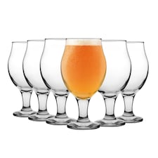 LAV Angelina Tulip Beer Glasses - 570ml - Clear - Pack of 6 Clear