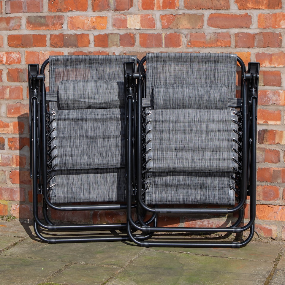image 1 of Set of 2 Multi Position Garden Zero Gravity Relaxer Chair Sun Lounger in Mixed Grey | Grey | Grey