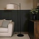 image 2 of ValueLights Preto Black Metal Curve Stem Floor Lamp with a Cream Boucle Shade Cream