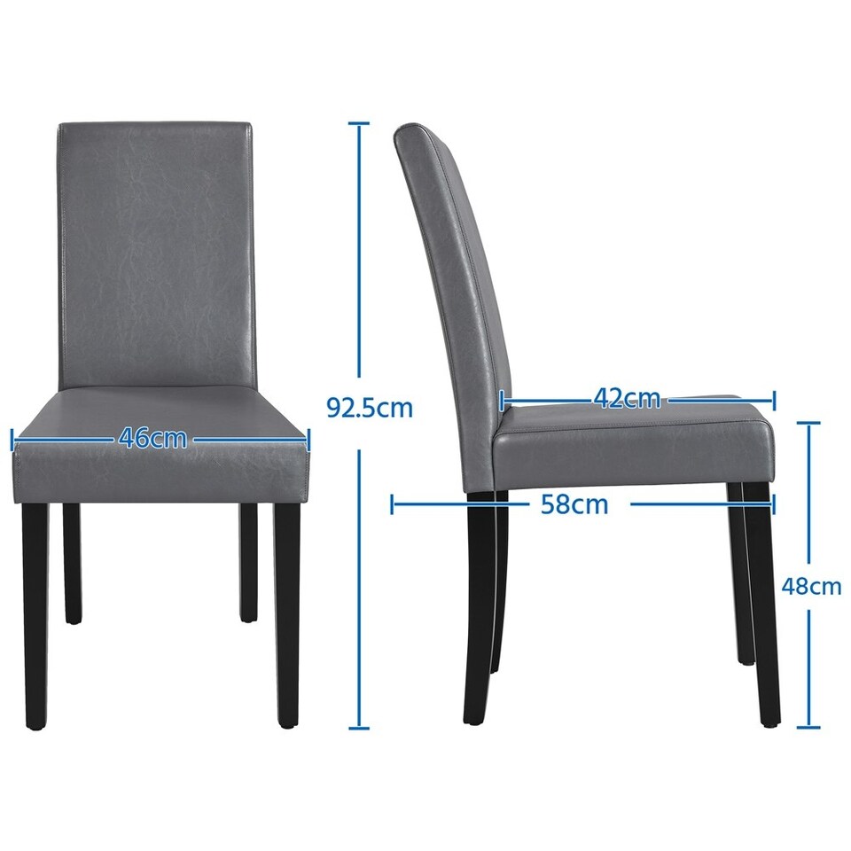 image 1 of Yaheetech Set of 4 Fabric Upholstered Dining Chairs with Solid Wood Legs Grey | Dark Grey