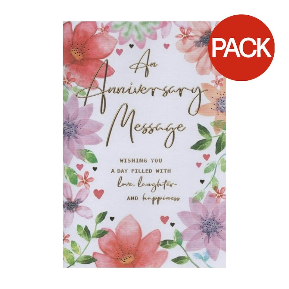 Simon Elvin An Anniversary Message Greetings Card (Pack of 6) - Multicoloured - One Size