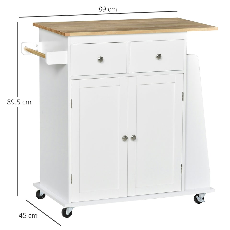 image 1 of Kitchen Island Storage Cabinet Rolling Trolley with Wood Top, 3-Tier Spice Rack