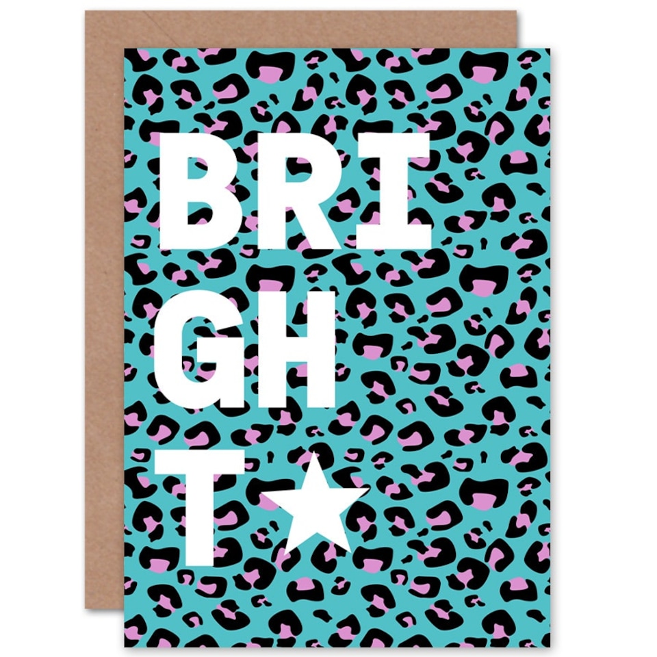 image 1 of Purple Words Bright Leopard Quote Card