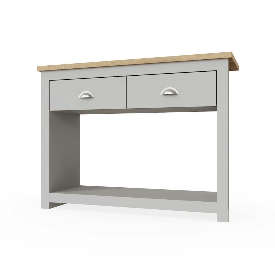 image 1 of Lisbon 2 Drawer Console Table Grey & Oak