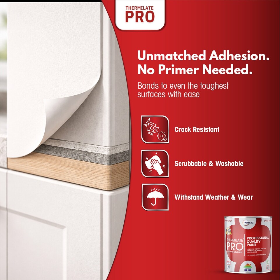 image 1 of Thermilate PRO FLEX Interior & Exterior Paint - Multi-Surface Paint & Primer - All-in-One - Ultra White - 5L - Matt
